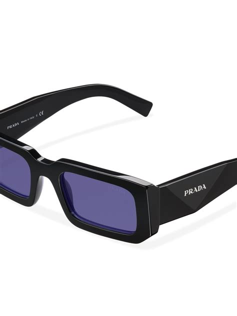 Prada Black Rectangle 'Symbole' Sunglasses .